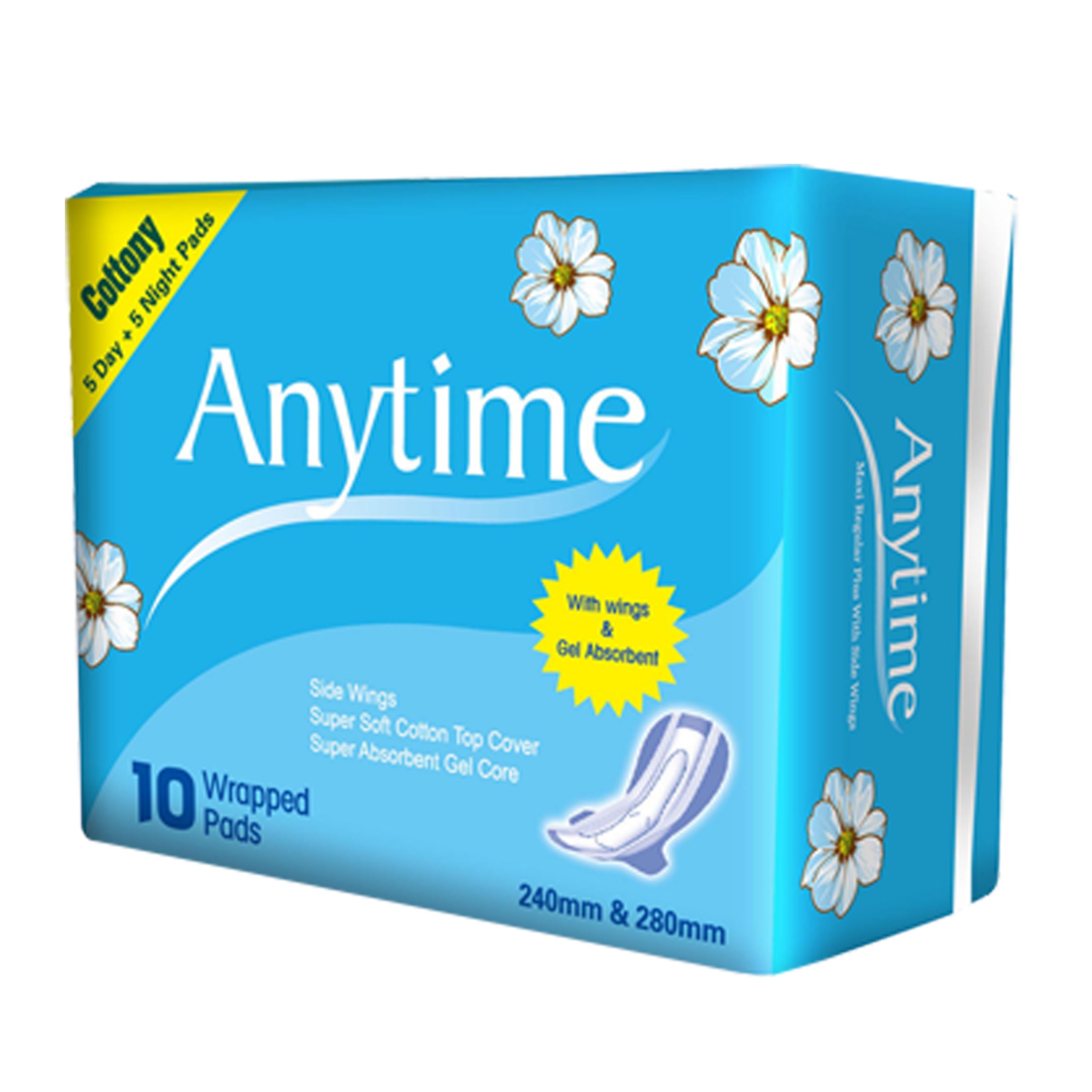 Anytime 10Pcs 280Mm Disposable Ladies Sanitary Napkin Pads